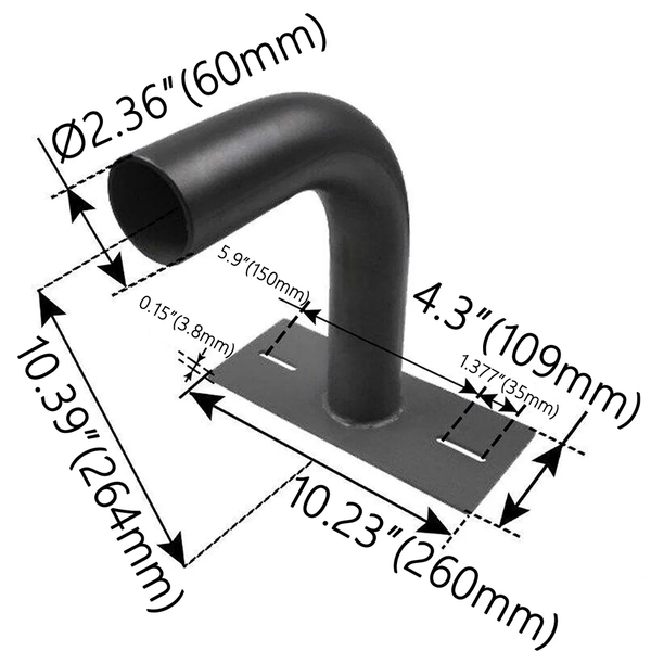 90° WALL MOUNT BRACKET WITH  2-3/8" O.D. TENON