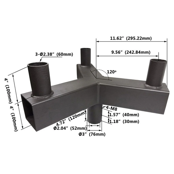 TRIPLE 120° HORIZONTAL TENON ADAPTOR