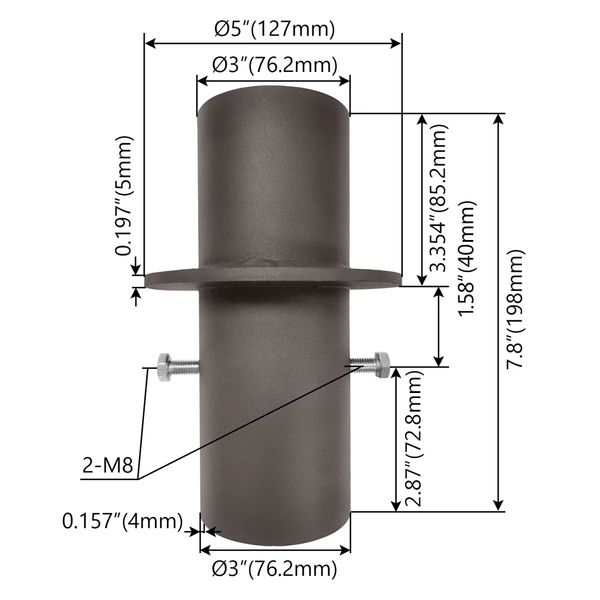 5 INCH TO 3 INCH ROUND POLE ADAPTOR